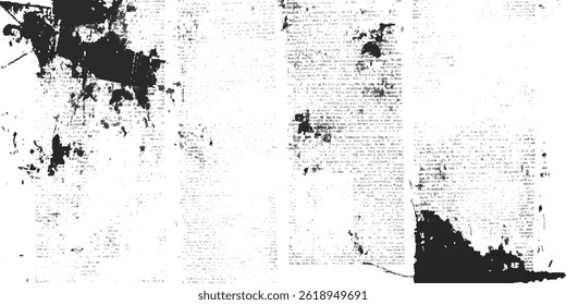 Textura grunge de papel de periódico. Vector blanco y negro papel de periódico textura grunge. Periódico con fondo de textura de papel ilegible vintage grunge viejo.	