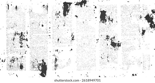 Textura grunge de papel de periódico. Vector blanco y negro papel de periódico textura grunge. Periódico con fondo de textura de papel ilegible vintage grunge viejo.	
