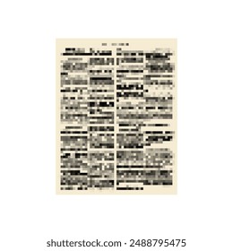 Newspaper Pixel art. 8 bit printed publication. pixelated retro Newspaper