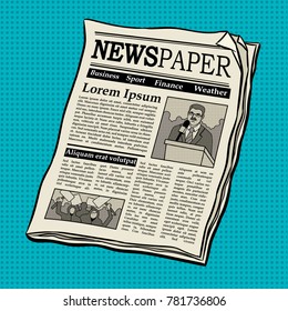Newspaper pop art retro vector illustration. Comic book style imitation.