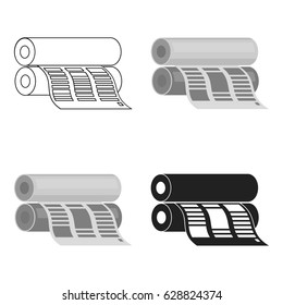 Newspaper printing machine in cartoon style isolated on white background. Typography symbol stock vector illustration.