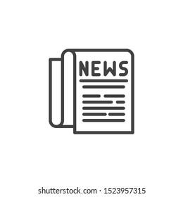Newspaper publication line icon. linear style sign for mobile concept and web design. News paper document outline vector icon. Symbol, logo illustration. Vector graphics