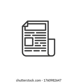 Newspaper publication line icon. linear style sign for mobile concept and web design. Newspaper headline outline vector icon. Symbol, logo illustration. Vector graphics