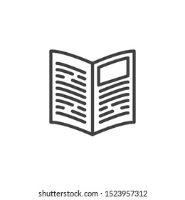 Newspaper reading line icon. linear style sign for mobile concept and web design. Open newspaper page outline vector icon. Symbol, logo illustration. Vector graphics