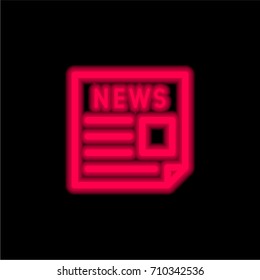 Newspaper red glowing neon ui ux icon. Glowing sign logo vector