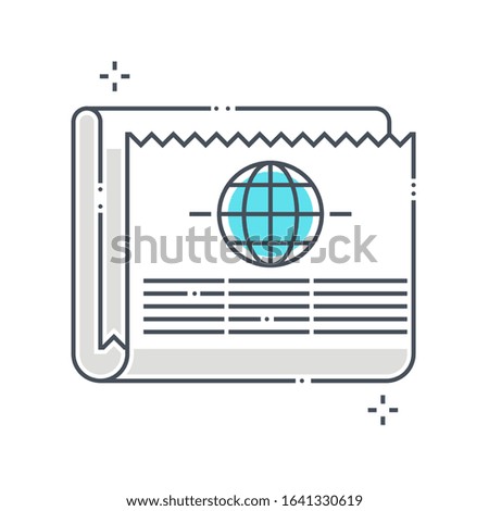 Newspaper related color line vector icon, illustration. The icon is about paper, read. The composition is infinitely scalable.