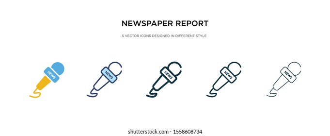newspaper report icon in different style vector illustration. two colored and black newspaper report vector icons designed in filled, outline, line and stroke style can be used for web, mobile, ui