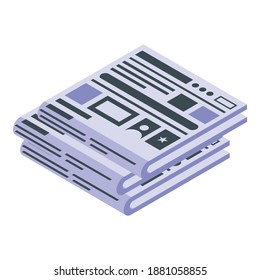 Newspaper reportage icon. Isometric of newspaper reportage vector icon for web design isolated on white background
