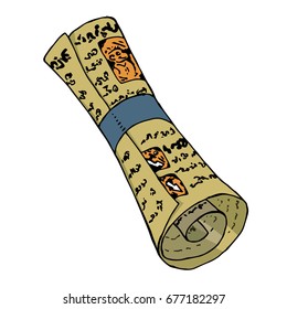 The newspaper is rolled up. Yellow press. A magazine with pictures. Vector illustration.