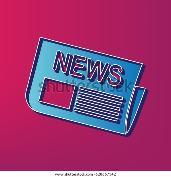 Newspaper Sign Vector Blue 3d Printed Stock Vector (Royalty Free