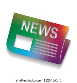 Newspaper sign. Vector. Colorful icon with bright texture of mosaic with soft shadow on white background. Isolated.
