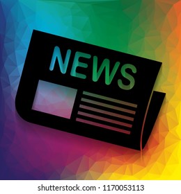 Newspaper sign. Vector. Flat style black icon on white.