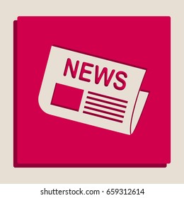 Newspaper sign. Vector. Grayscale version of Popart-style icon.