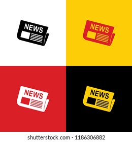 Newspaper sign. Vector. Icons of german flag on corresponding colors as background.