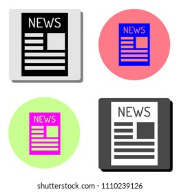 Newspaper. simple flat vector icon illustration on four different color backgrounds