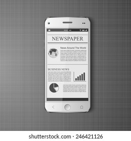 Newspaper with smart phone.vector