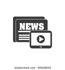 newspaper with social media icon vector illustration design