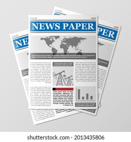 Newspaper Stack, World News Magazine, Paper Pile, Journal Heap, Vector Illustration