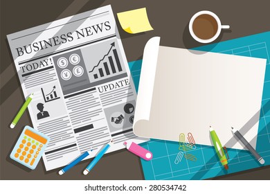 Newspaper and Stationery Blank Paper Object Background