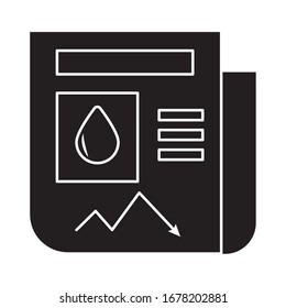newspaper with statistics and oil drop flat style icon vector illustration design