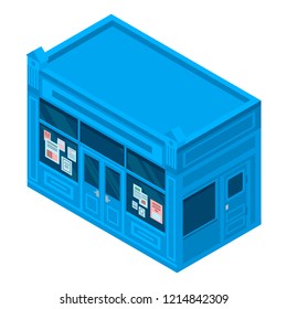 Newspaper street shop icon. Isometric of newspaper street shop vector icon for web design isolated on white background