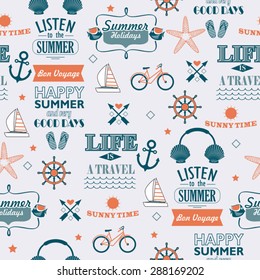  newspaper style summer holidays seamless pattern