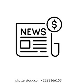 Suscripción al periódico. Icono perfecto de píxeles