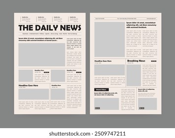 newspaper template and classic daily newspaper, vintage newspaper