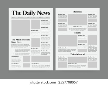 newspaper template, the daily news  design, daily newspaper layout, old style newspaper template 