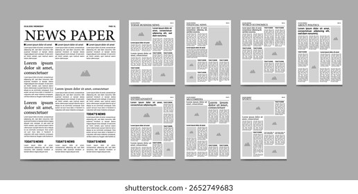 Diseño de la Plantilla de periódico, diario viejo y diario, noticias, papel