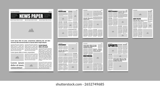 Diseño de la Plantilla de periódico, diario viejo y diario, noticias, papel