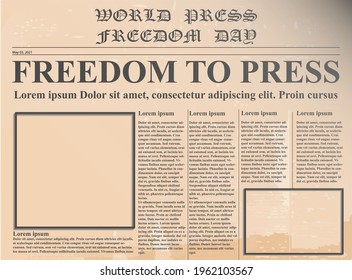 Newspaper template drawing for texture and background. World Press Freedom Day concept. Vector illustration.