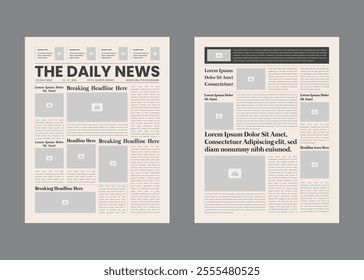 The Newspaper template layout or the daily newspaper with text and picture placeholder