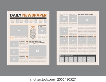 The Newspaper template layout or the daily newspaper with text and picture placeholder
