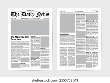 newspaper template old style. the daily newspaper vintage design template