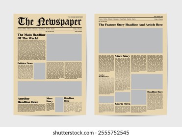 newspaper template old style. the daily newspaper vintage design template