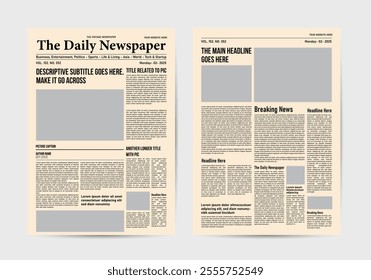 newspaper template old style. the daily newspaper vintage design template