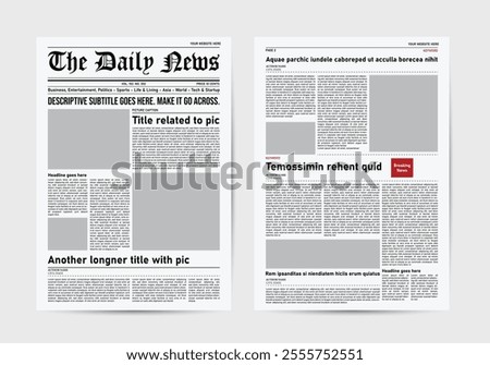 newspaper template old style. the daily newspaper vintage design template