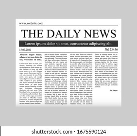 Newspaper template vector.  Vector mock up newspaper isolated on gray background.