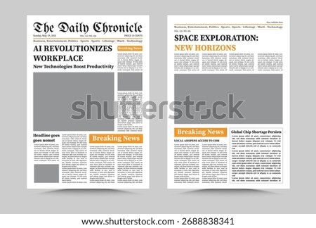 Newspaper Template Vector - Newspaper Mockup - Print Ready Design