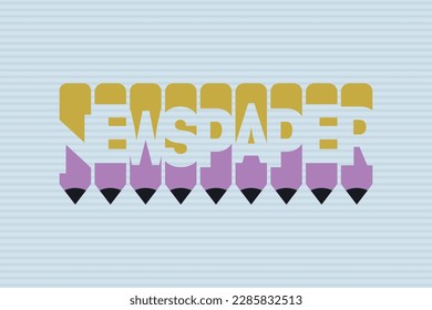 Newspaper text with Pen symbol creative ideas design, vector illustration graphic design. Newspaper typography negative space word vector illustration.