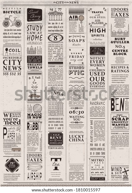 Newspaper Texture Daily News Column Old Stock Vector Royalty Free