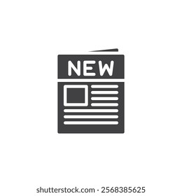 A newspaper with a title vector icon. filled flat sign for mobile concept and web design. Write Article glyph icon. News symbol, logo illustration. Vector graphics