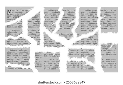 Newspaper torn paper vector with old text lorem ipsum