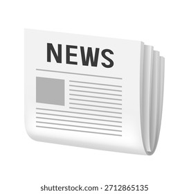 Newspaper. Vector 3D clip art isolated on white background.