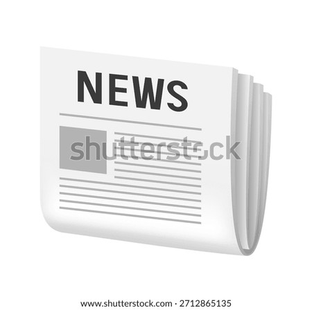 Newspaper. Vector 3D clip art isolated on white background.