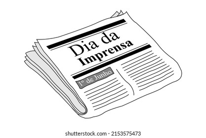 Newspaper vector commemorating the day of the press on June 1. Press Day in Brazil - June 1 - Dia da Imprensa - Brasil