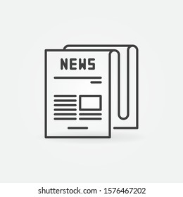 Newspaper vector concept icon or symbol in thin line style