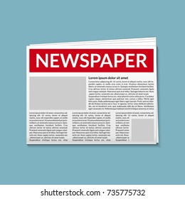 Newspaper vector daily news flat object icon. Headline article journal.