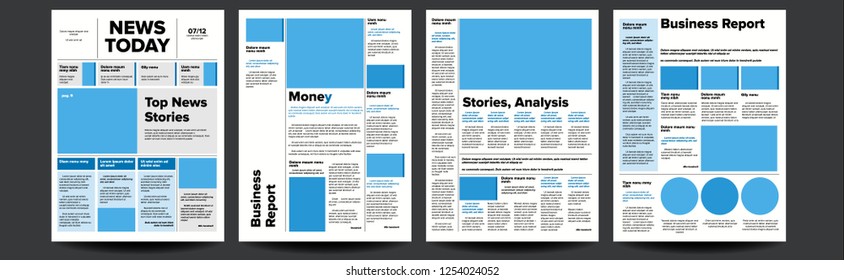 Newspaper Vector. With Headline, Images, News Page Articles. Newsprint, Reportage Information. Press Layout. Illustration
